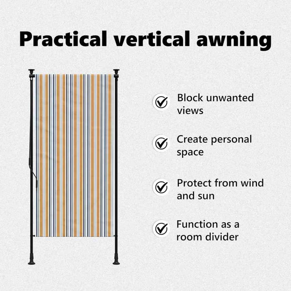 Outdoor Roller Blind 100 x 270 cm Yellow and white
