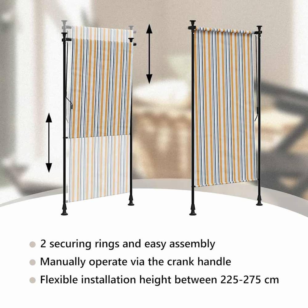 Outdoor Roller Blind 100 x 270 cm Yellow and white