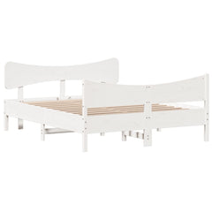 Bed Frame without Mattress Solid Wood Pine Length 200 cm White 160 cm