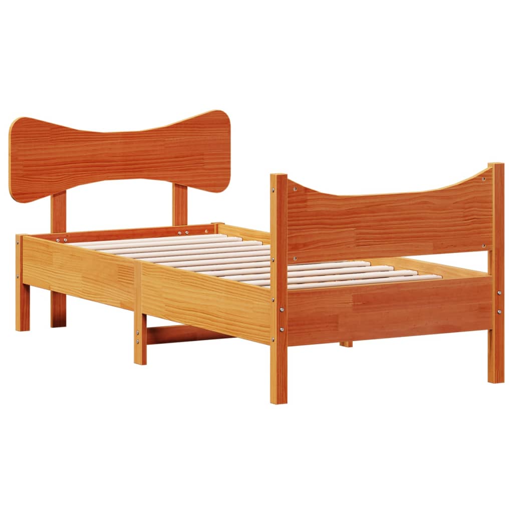 vidaXL Bed Frame without Mattress Wax Brown 75x190 cm Solid Wood Pine 3