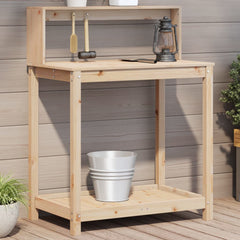 Potting Table with Shelves Solid Wood Pine Natural pine 82,5 x 50 x 109,5 cm