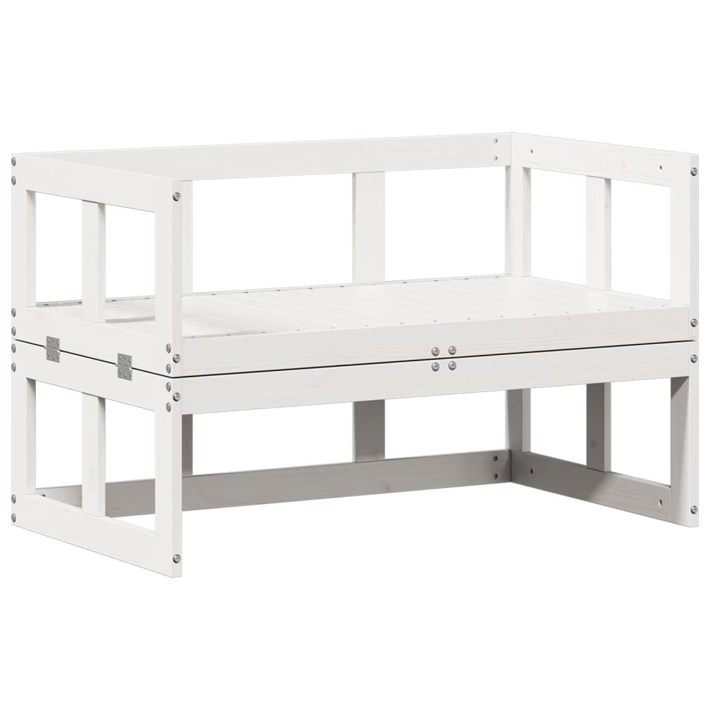 vidaXL Garden Sofa Bench Extendable White Solid Wood Pine 2