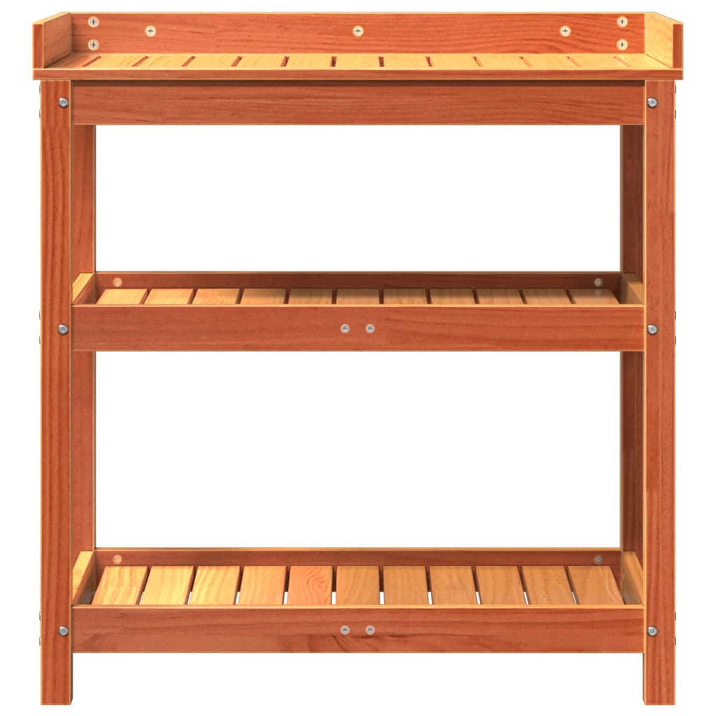 vidaXL Potting Table with Shelves Brown 82,5x45x86,5 cm Solid Wood Pine 4