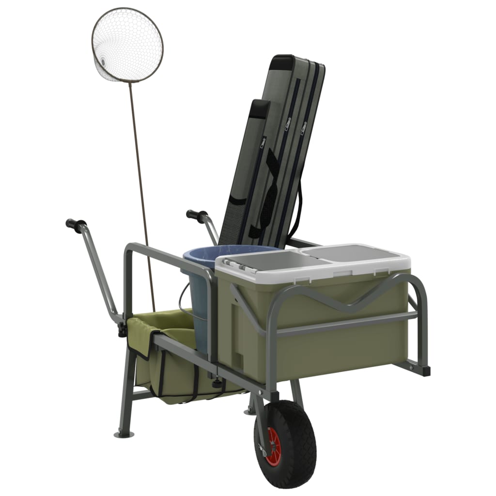 Fishing Trolley Green with Powder-coated Steel 1 wheel