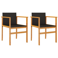 vidaXL Garden Chairs 2 pcs Black Poly Rattan&Solid Wood 2