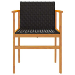 vidaXL Garden Chairs 2 pcs Black Poly Rattan&Solid Wood 5