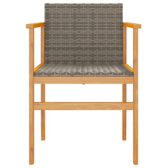 vidaXL Garden Chairs 2 pcs Grey Poly Rattan&Solid Wood 5
