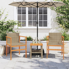 vidaXL Garden Chairs 2 pcs Beige Poly Rattan&Solid Wood 3