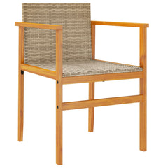 vidaXL Garden Chairs 2 pcs Beige Poly Rattan&Solid Wood 4