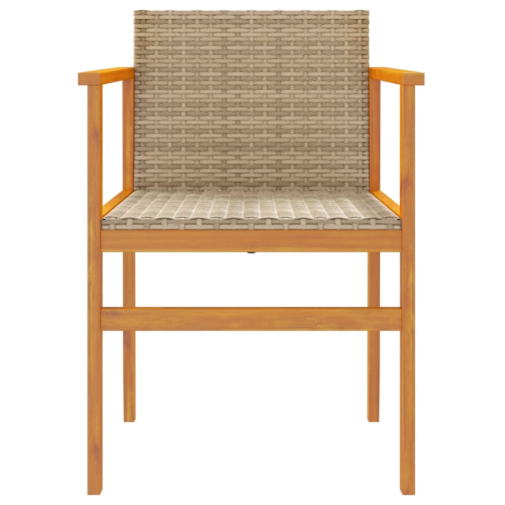 vidaXL Garden Chairs 2 pcs Beige Poly Rattan&Solid Wood 5