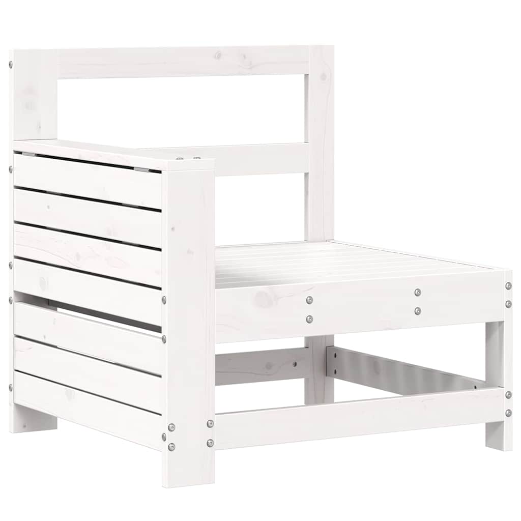 White 100x50x75 cm Solid Wood Pine White pinewood Corner sofa with side table