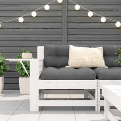 White 100x50x75 cm Solid Wood Pine White pinewood Corner sofa with side table