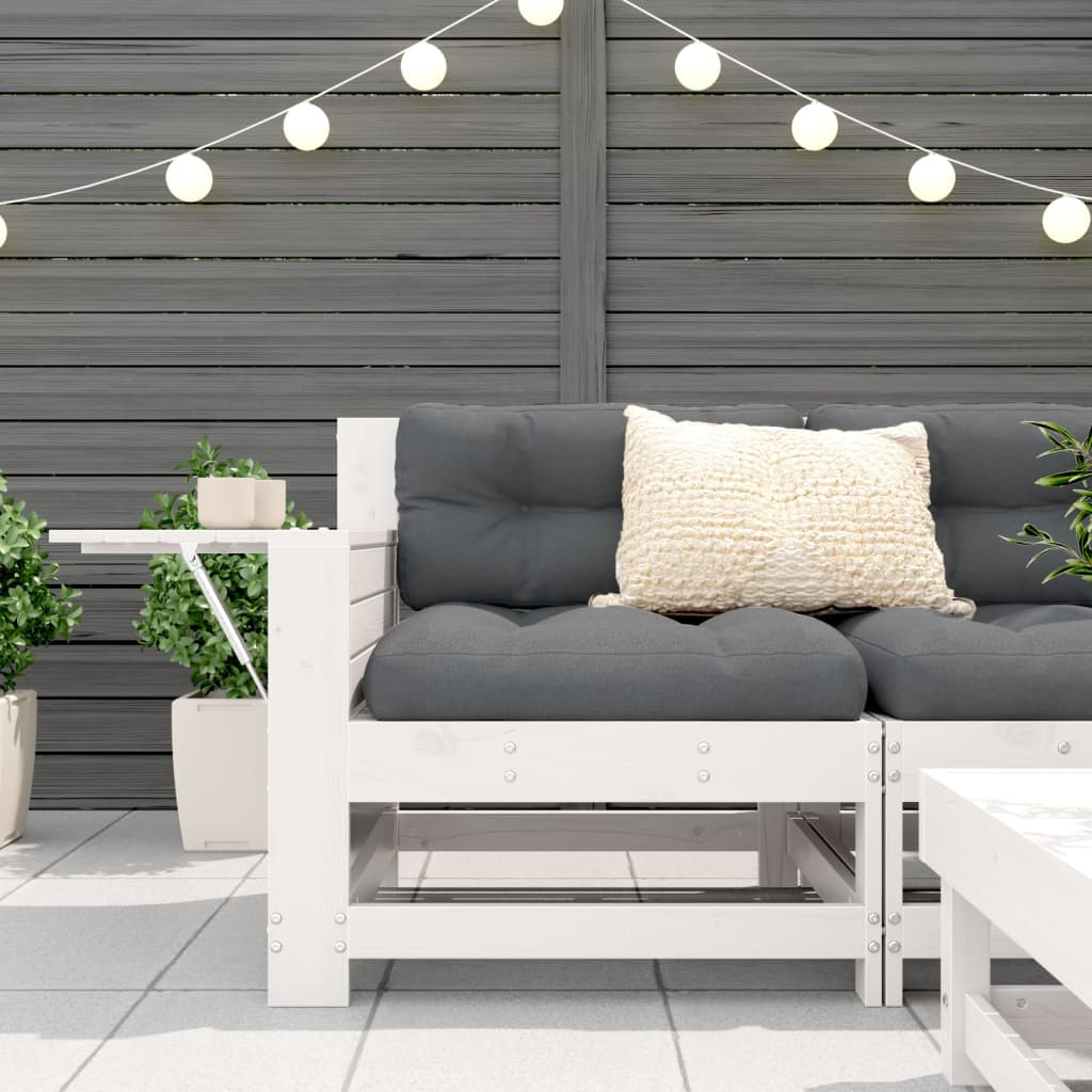 vidaXL Garden Armrest Sofa with Cushion White Solid Wood Pine 3