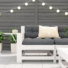 vidaXL Garden Armrest Sofa with Cushion White Solid Wood Pine 3