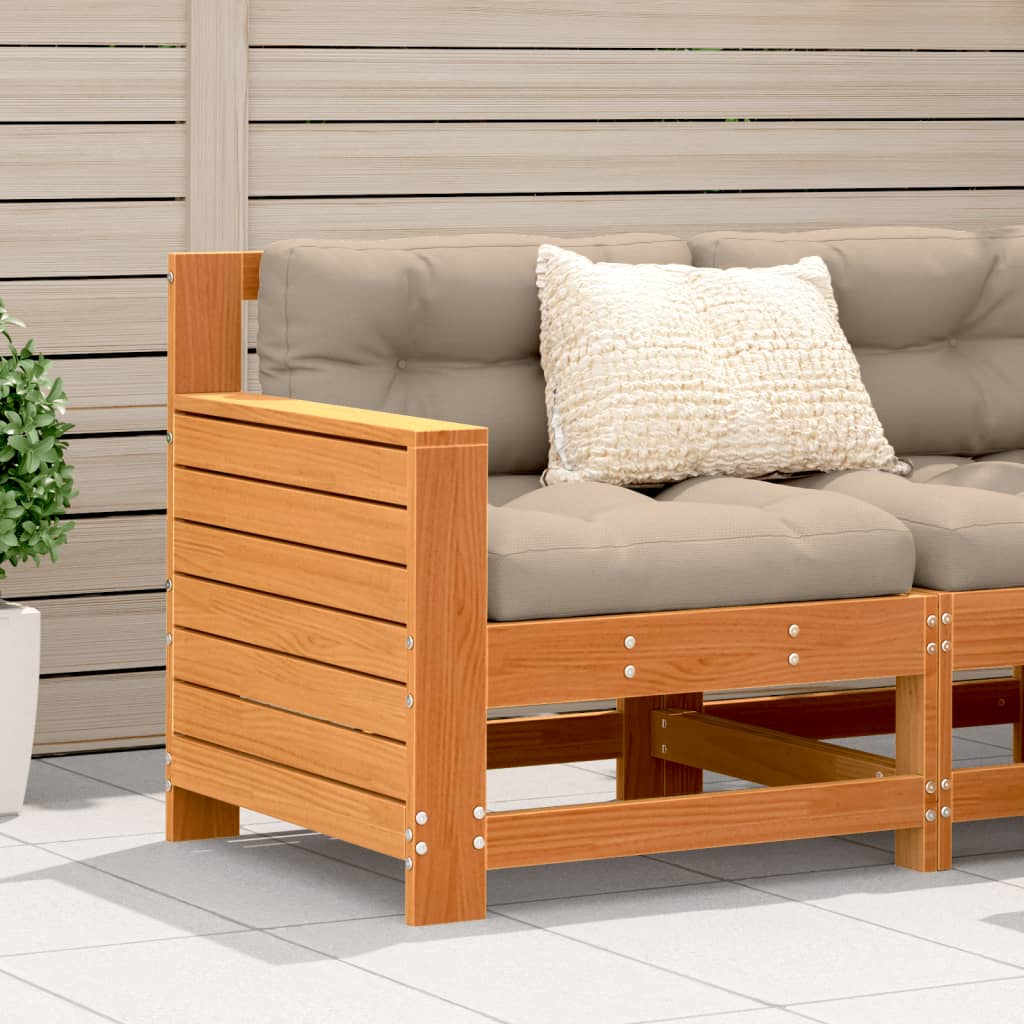 vidaXL Garden Armrest Sofa with Cushion Wax Brown Solid Wood Pine 1