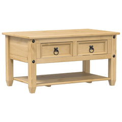 vidaXL Coffee Table with Drawers "Corona" 85x50x45 cm Solid Wood Pine 2
