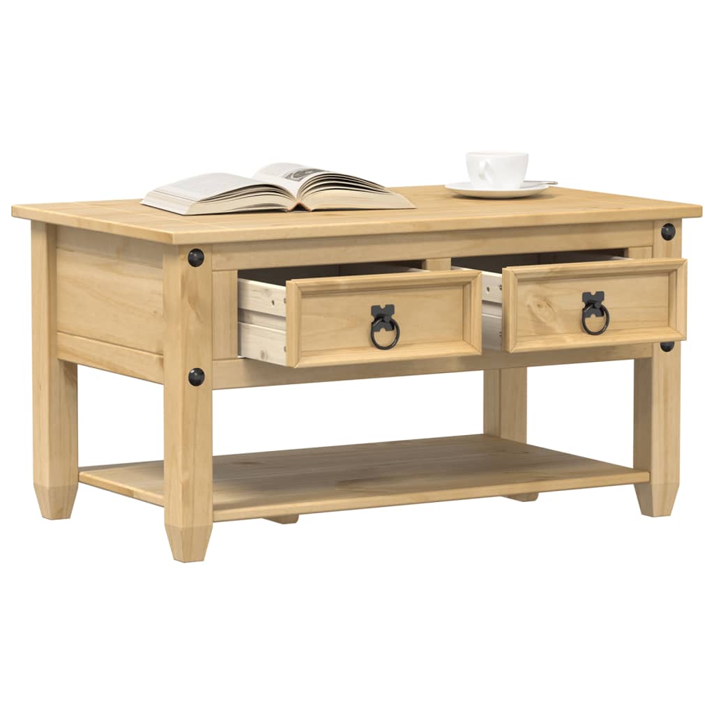 vidaXL Coffee Table with Drawers "Corona" 85x50x45 cm Solid Wood Pine 1