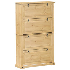 vidaXL Shoe Cabinet "Corona" 99x32x163,5 cm Solid Wood Pine 2