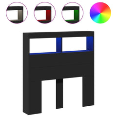 Headboard Cabinet with LED 100 x 17 x 102 cm Black