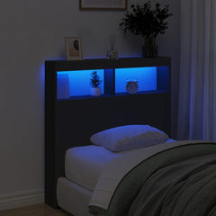 Headboard Cabinet with LED 100 x 17 x 102 cm Black