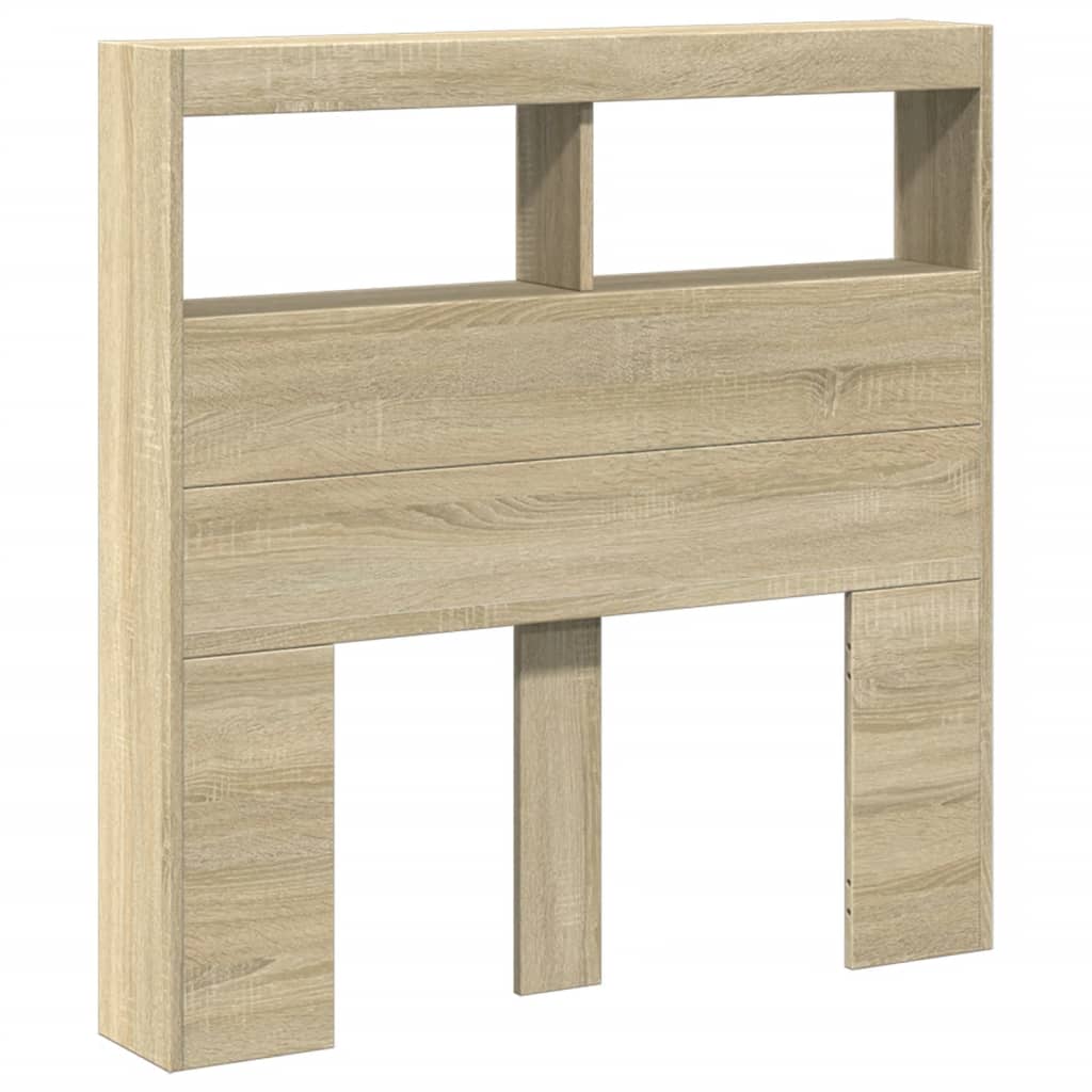 vidaXL Headboard Cabinet with LED Sonoma Oak 100x17x102 cm 3