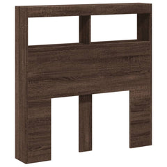 vidaXL Headboard Cabinet with LED Brown Oak 100x17x102 cm 3