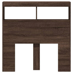vidaXL Headboard Cabinet with LED Brown Oak 100x17x102 cm 6