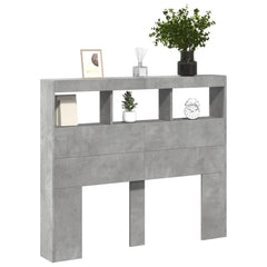vidaXL Headboard Cabinet with LED Concrete Grey 120x17x102 cm 5