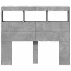 vidaXL Headboard Cabinet with LED Concrete Grey 120x17x102 cm 6