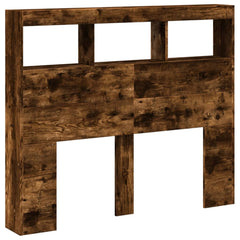 vidaXL Headboard Cabinet with LED Smoked Oak 120x17x102 cm 3