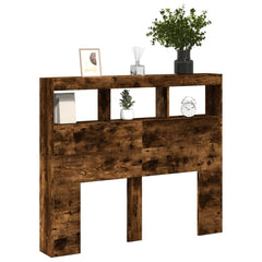 vidaXL Headboard Cabinet with LED Smoked Oak 120x17x102 cm 5