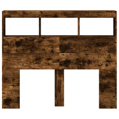 vidaXL Headboard Cabinet with LED Smoked Oak 120x17x102 cm 6