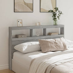 Headboard Cabinet with LED 160 x 17 x 102 cm Grey sonoma