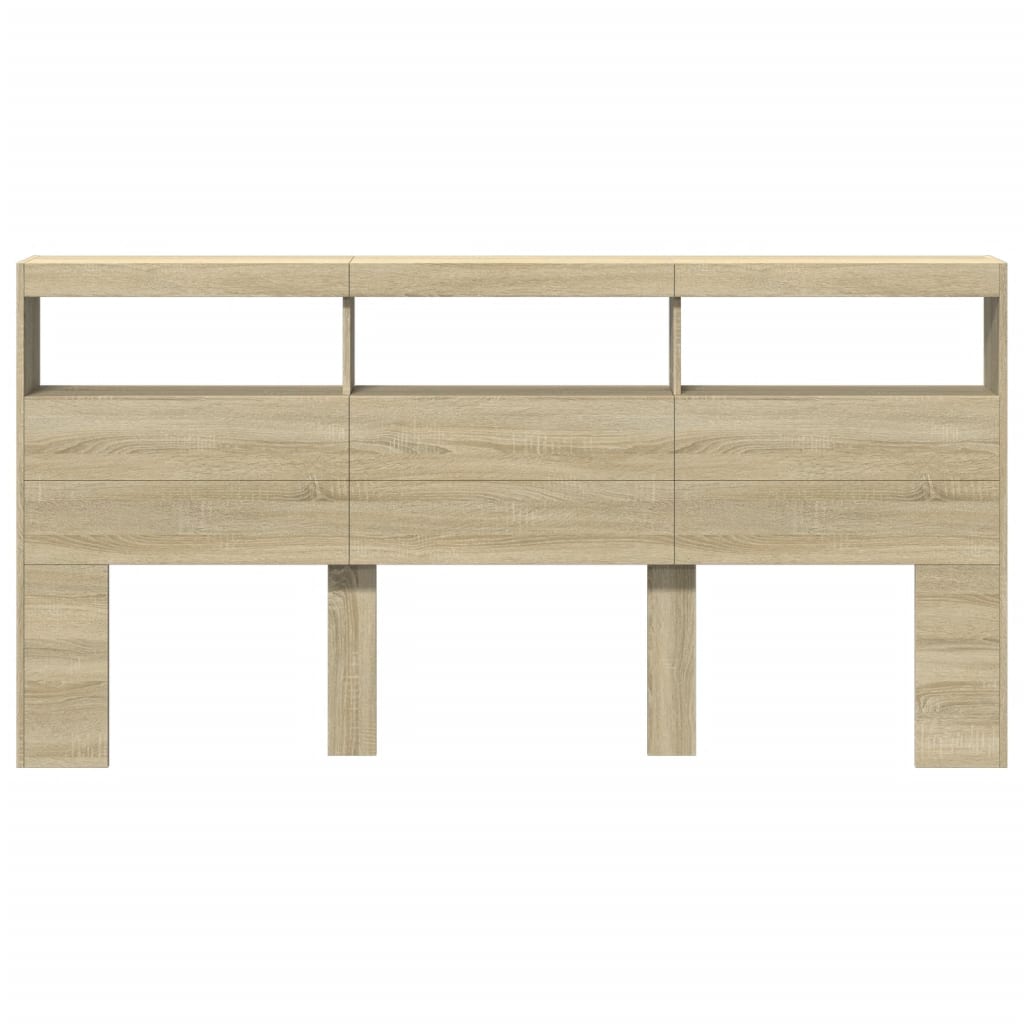 Headboard Cabinet with LED 200 x 17 x 102 cm Sonoma oak