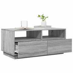vidaXL Coffee Table with LED Lights Grey Sonoma 90x49x40 cm 4