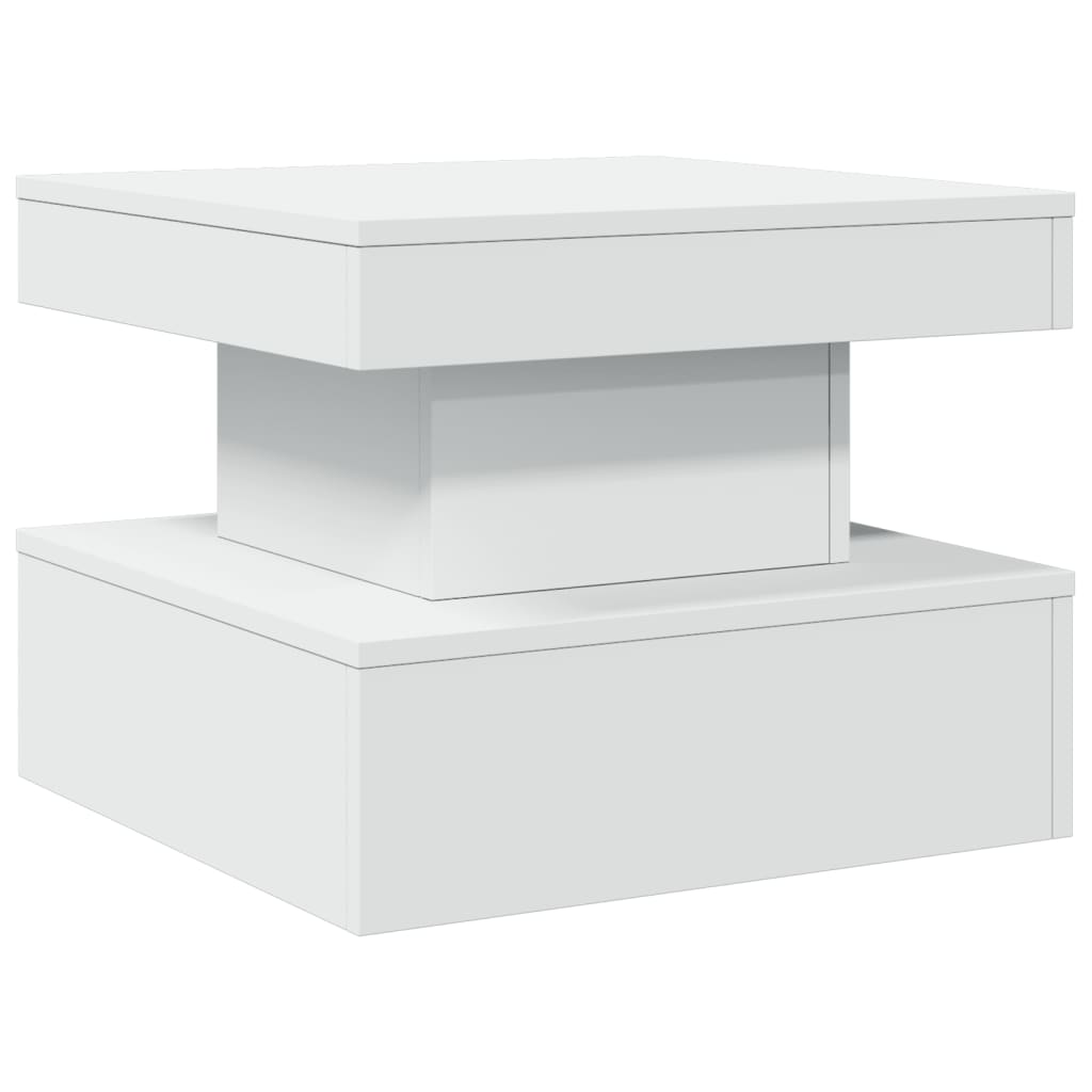 vidaXL Coffee Table with LED Lights White 50x50x40 cm 3