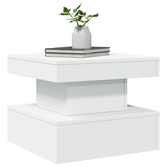 vidaXL Coffee Table with LED Lights White 50x50x40 cm 6