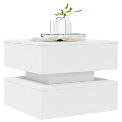 vidaXL Coffee Table with LED Lights White 50x50x40 cm 6