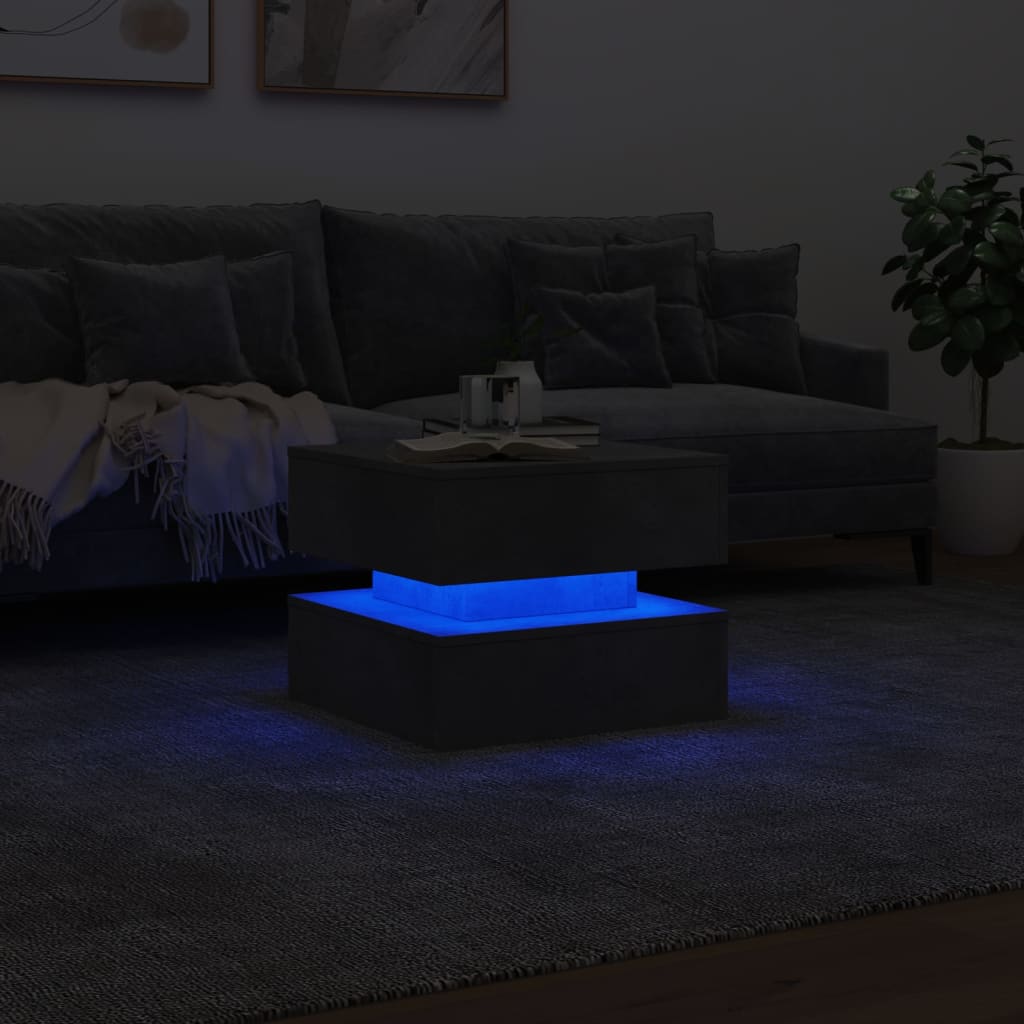 vidaXL Coffee Table with LED Lights Concrete Grey 50x50x40 cm 5