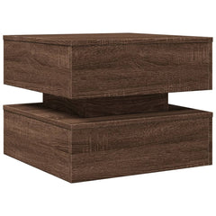 vidaXL Coffee Table with LED Lights Brown Oak 50x50x40 cm 3