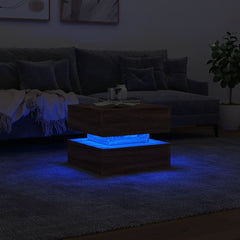 vidaXL Coffee Table with LED Lights Brown Oak 50x50x40 cm 5