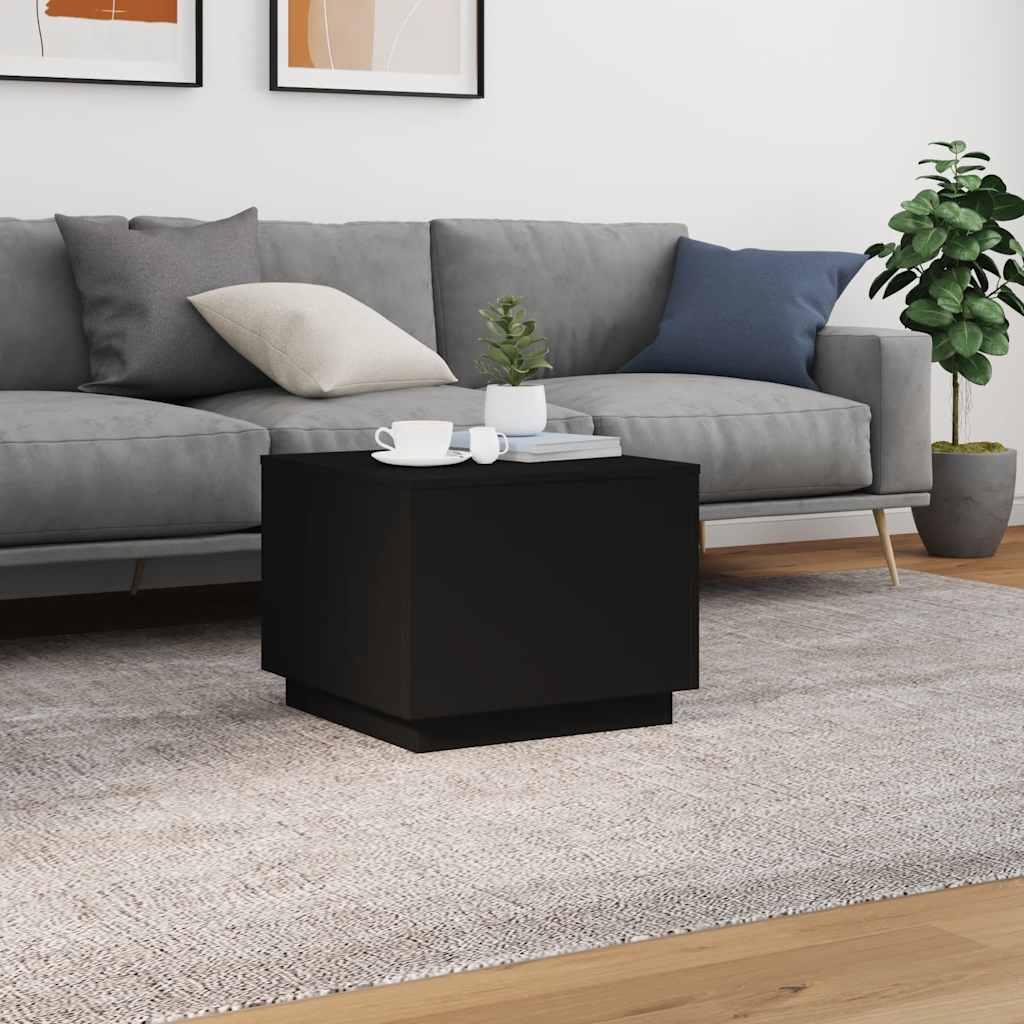 vidaXL Coffee Table with LED Lights Black 50x50x40 cm 4