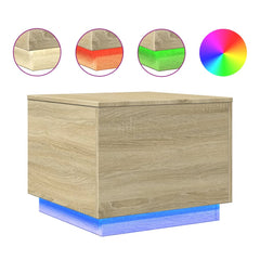 vidaXL Coffee Table with LED Lights Sonoma Oak 50x50x40 cm 2