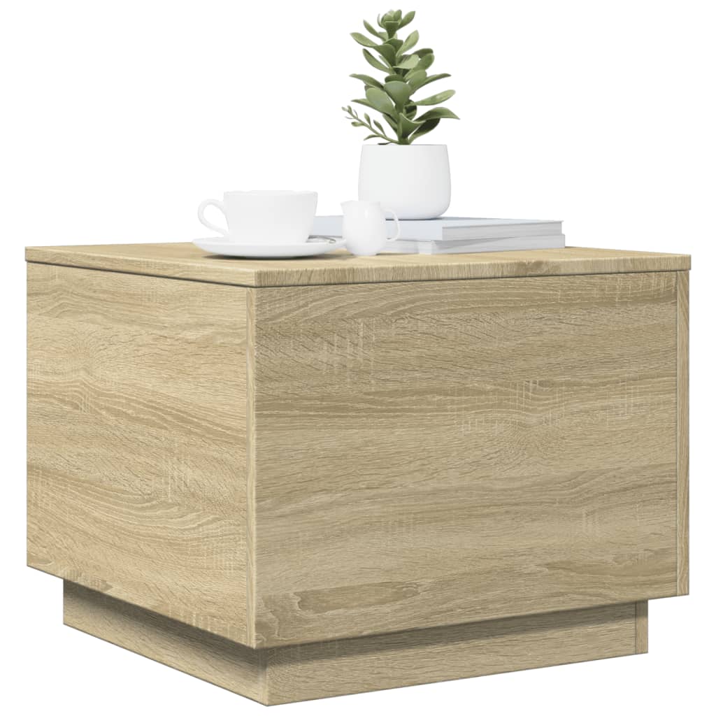 vidaXL Coffee Table with LED Lights Sonoma Oak 50x50x40 cm 6