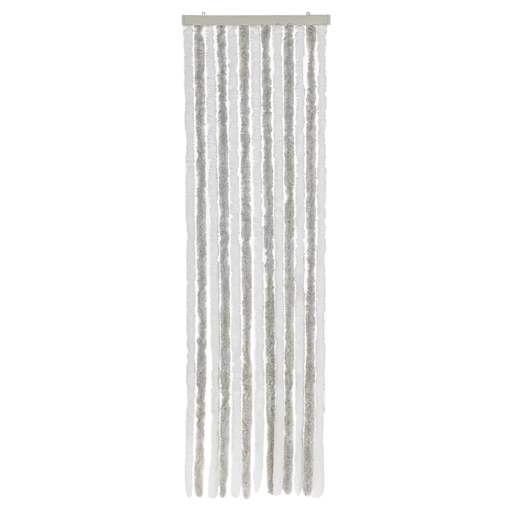 vidaXL Fly Curtain Light Grey and White 56x200 cm Chenille 3