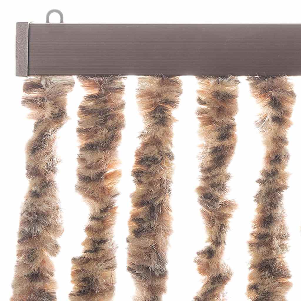 vidaXL Fly Curtain Beige and Dark Brown 56x185 cm Chenille 4