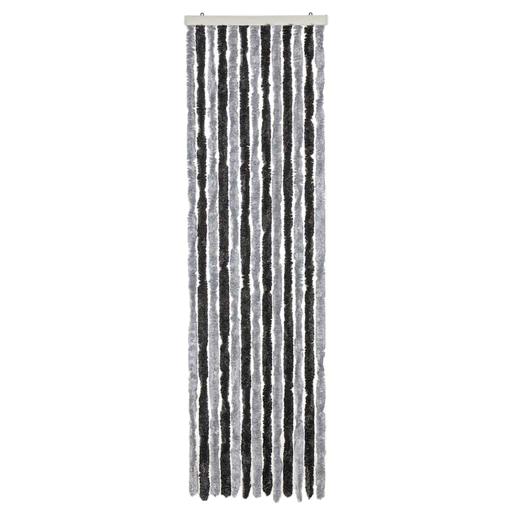 vidaXL Fly Curtain Grey and Black 56x185 cm Chenille 3