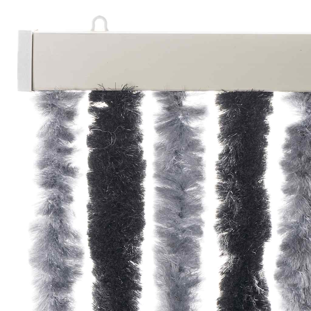 vidaXL Fly Curtain Grey and Black 56x185 cm Chenille 4