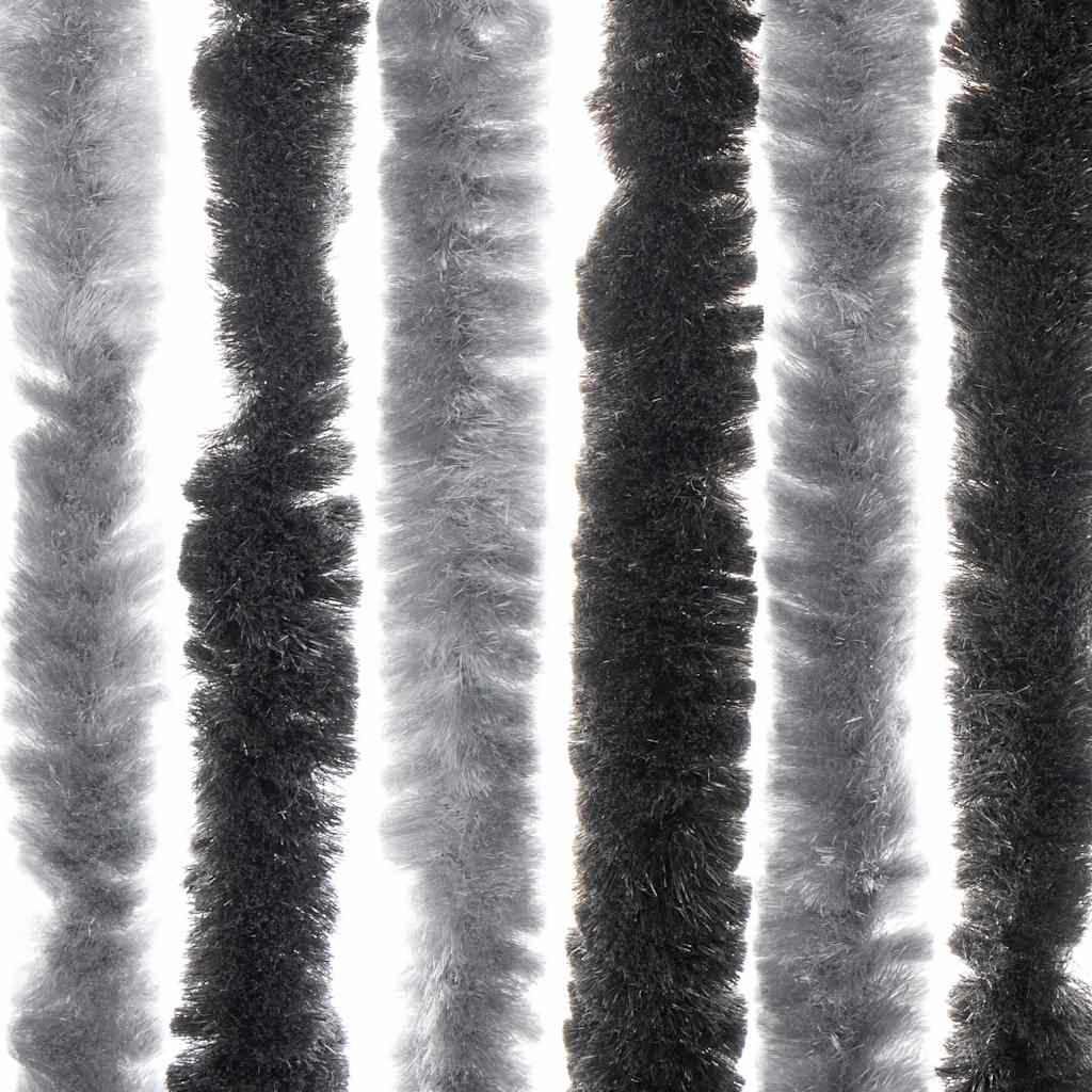 vidaXL Fly Curtain Grey and Black 56x185 cm Chenille 6