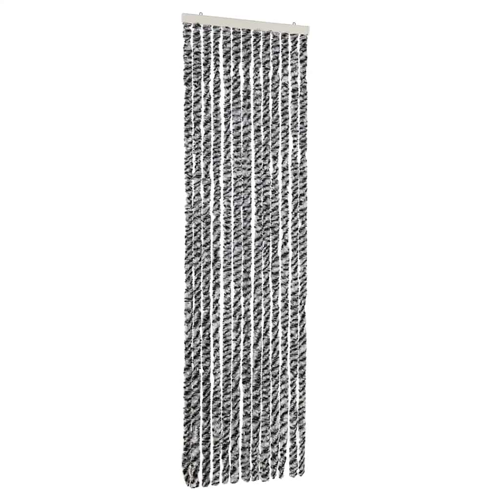 vidaXL Fly Curtain Grey and Black and White 56x200 cm Chenille 2